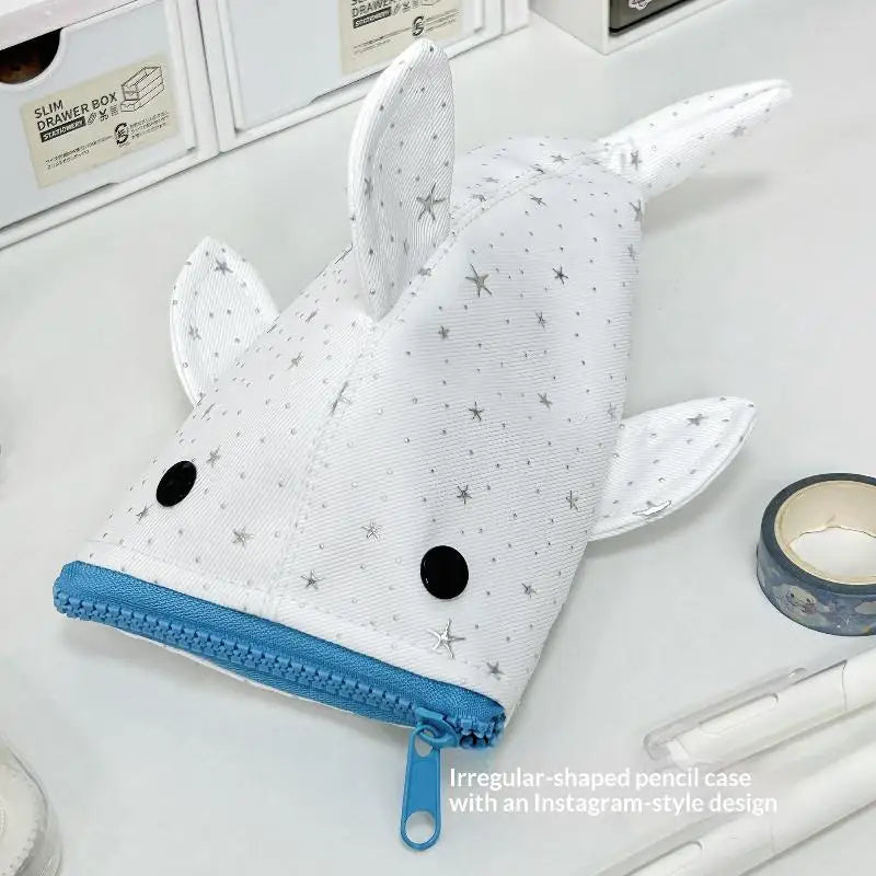 Kawaii Shark Pencil Case – Large Capacity Star Print Pencil Bag Pencil Case Babs