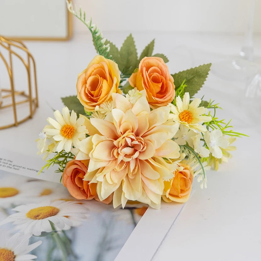 Artificial Silk Rose & Dahlia Bouquet – Wedding & Home Decor Artificial Flower Bouquet Babs