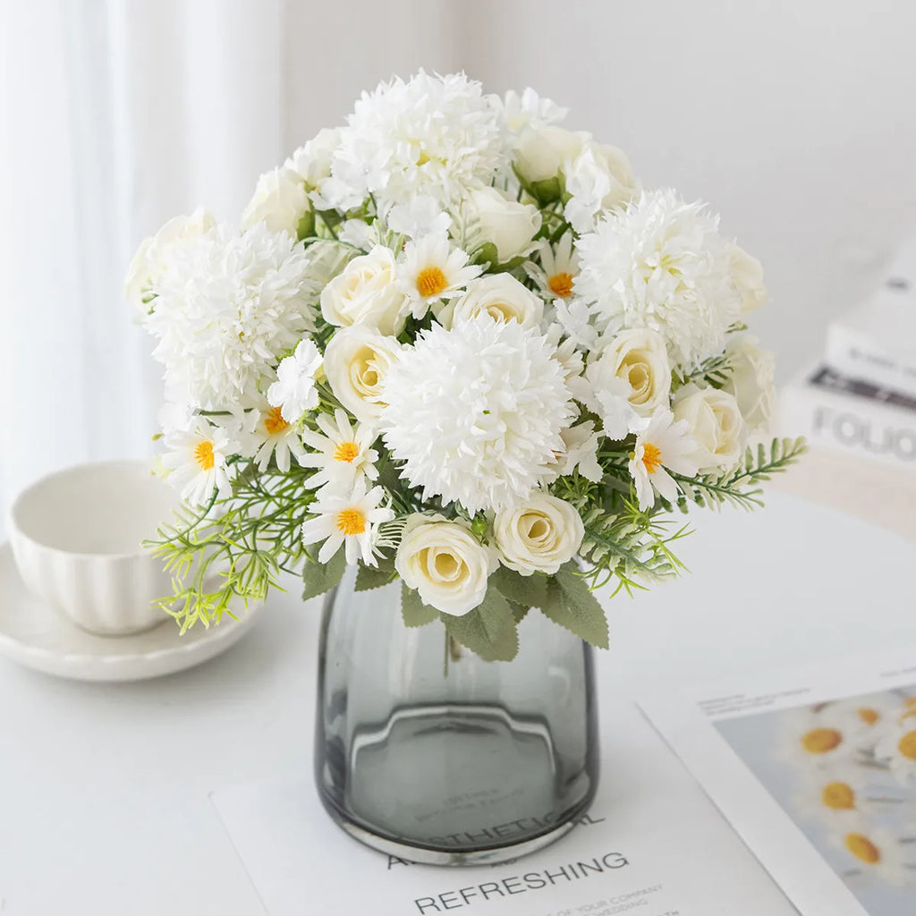 Silk Rose & Chrysanthemum Artificial Bouquet | Wedding & Home Décor Artificial Silk Bouquet Babs