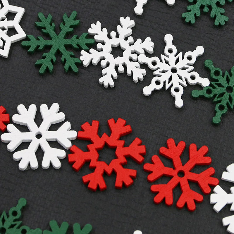 50Pcs 24mm Wooden Snowflake Chips – Christmas DIY Craft Decor Wooden Craft Shapes Babs