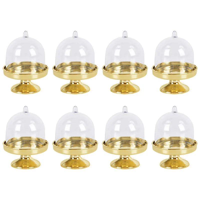 Clear Mini Cupcake Dessert Display Stand with Lid – 4/8pcs Cupcake Display Stand Babs Gold 8pcs