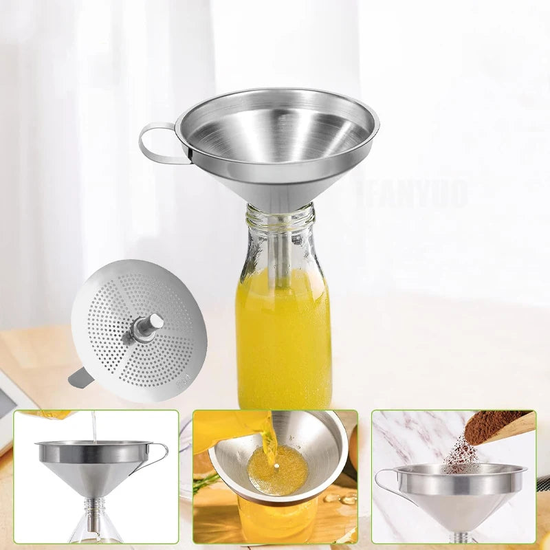Stainless Steel Kitchen Funnel with Strainer for Oil & Liquids Kitchen Funnel Babs