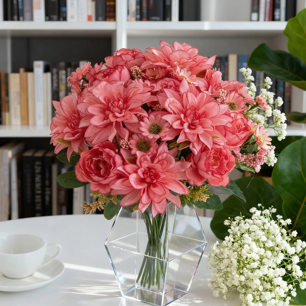 Artificial Silk Dahlia Rose Daisy Bouquet – Wedding & Home Decor Artificial Flower Bouquet Babs