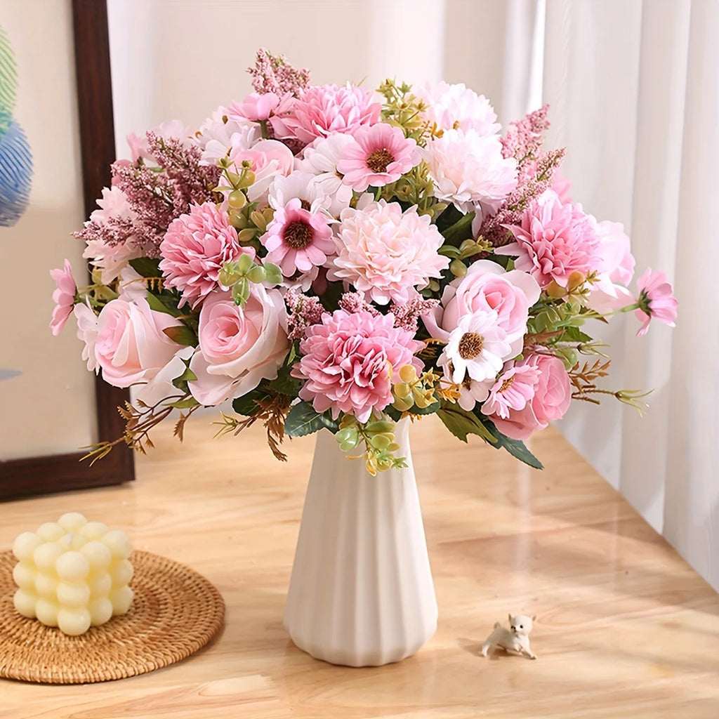 Silk Roses & Chrysanthemum Artificial Bouquet | Home & Wedding Artificial Flower Bouquet Babs