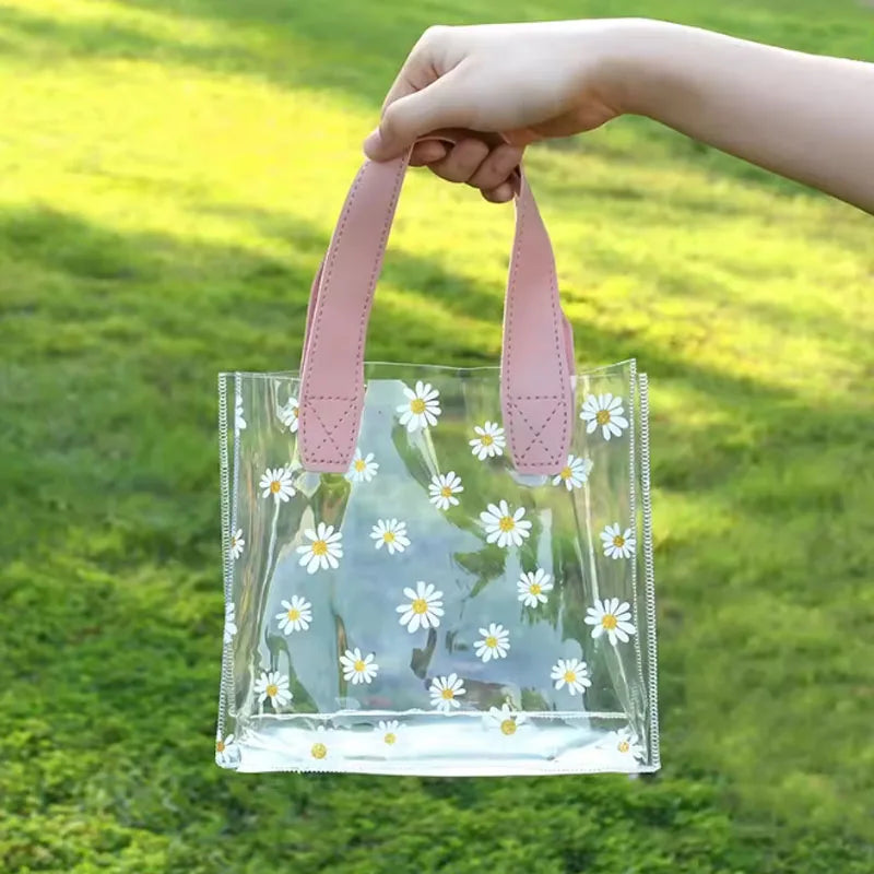 Clear Daisy PVC Tote Bag – Waterproof Gift & Party Organizer Clear PVC Tote Bag Babs