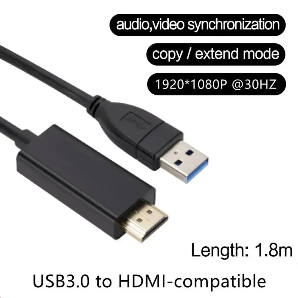 USB 3.0 to HDMI Adapter Cable 1080P HD 1.8M – PC & Laptop USB to HDMI Adapter Babs