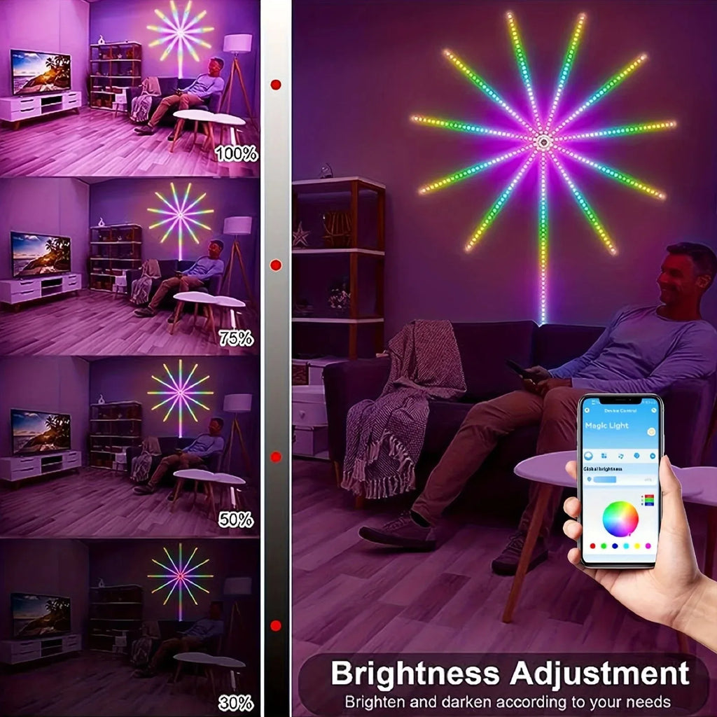 Smart RGB Firework LED Light – App & Music Sync USB Bluetooth LED Strip Light Babs