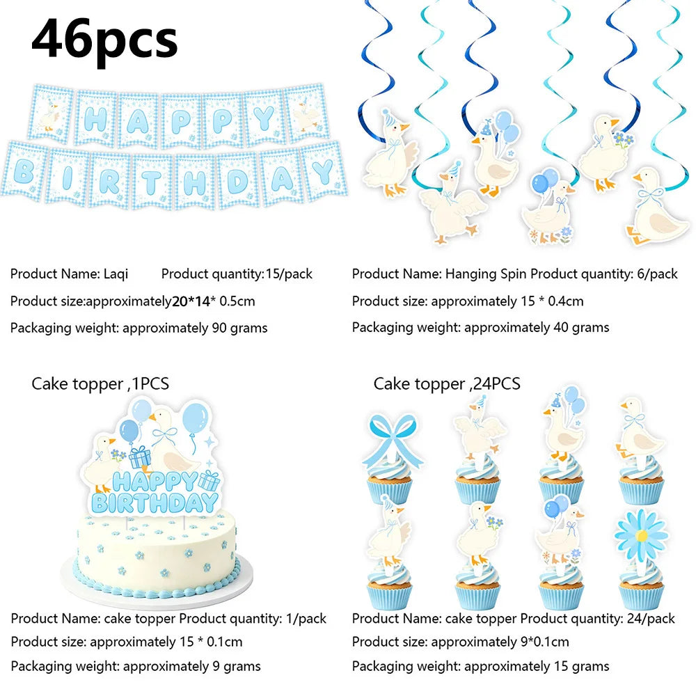Blue Goose Party Supplies – Balloons, Banner & Cake Topper Party Decoration Set Babs Dark Khaki