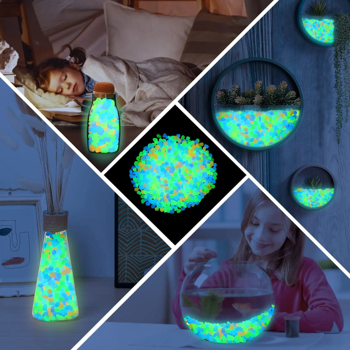 200Pcs Glow in the Dark Pebbles – Garden, Aquarium & Patio Glow Garden Pebbles Babs