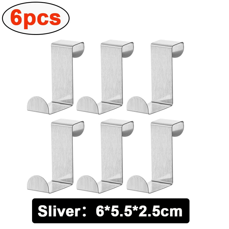 Z-Shaped Stainless Steel Cabinet Door Hooks – 10 Pack Organizer Cabinet Door Hook Babs Sliver-6pcs