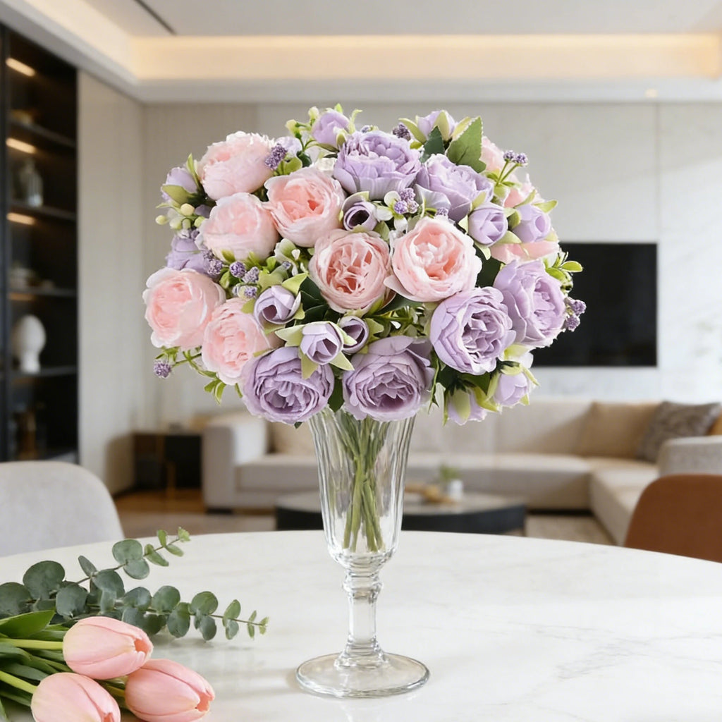 Silk Peony Rose Bouquet – Artificial Flowers for Home & Wedding Artificial Flower Bouquet Babs