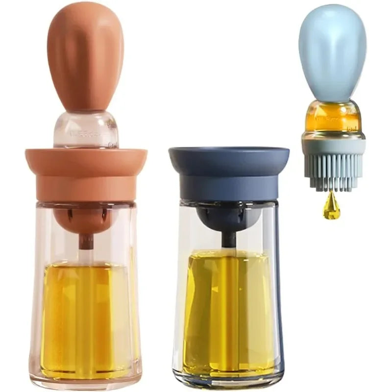 Silicone Oil Bottle with Brush – BBQ & Kitchen Dispenser Oil Bottle Brush Babs