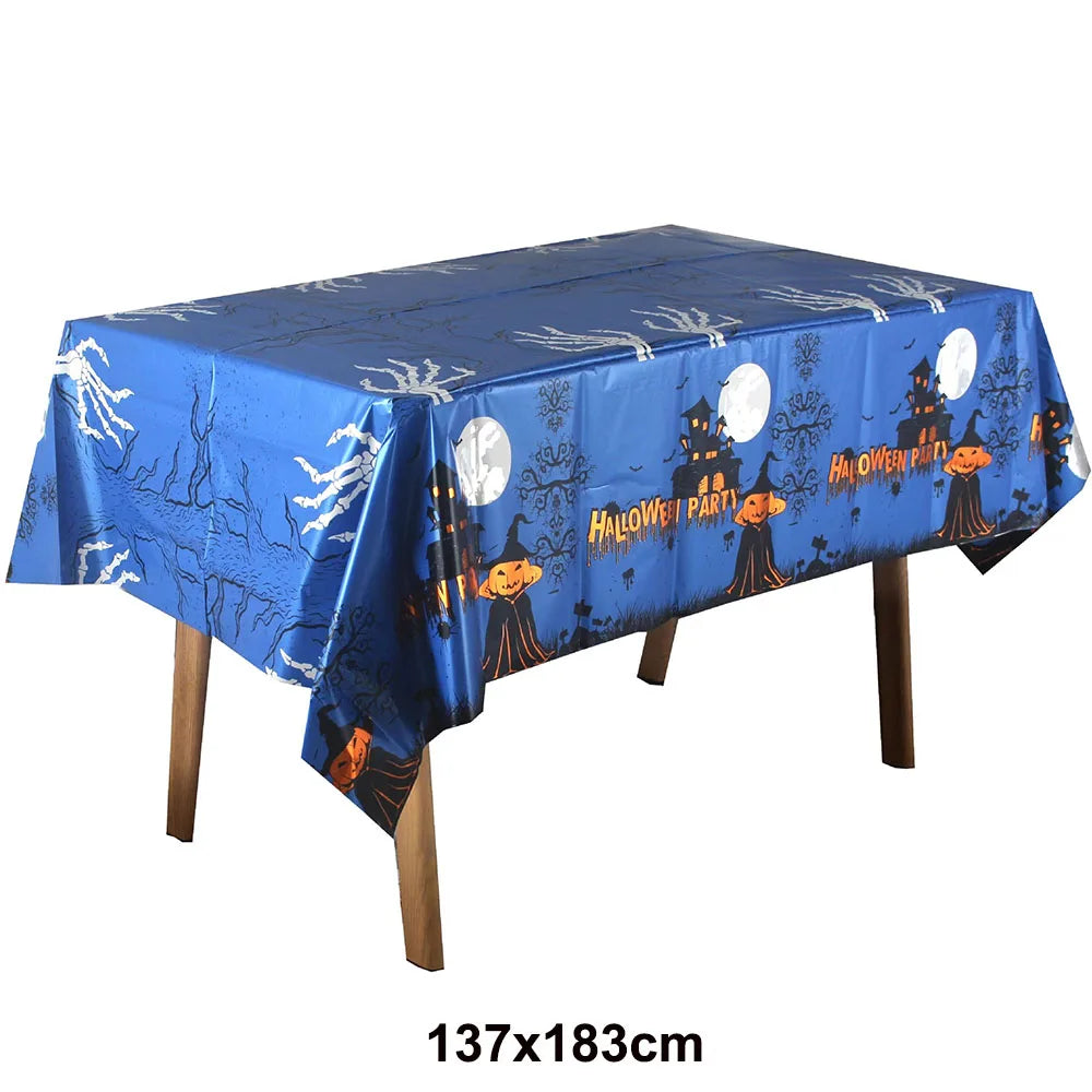 Halloween Tablecloth 137×183cm – Pumpkin, Ghost & Bat Print Halloween Tablecloth Babs E 3pcs