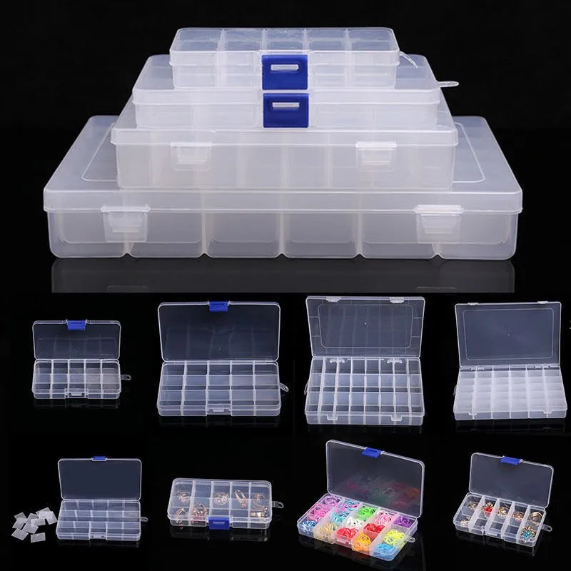 Transparent Plastic Jewelry Organizer Box – 10 to 36 Grids Jewelry Storage Box Babs