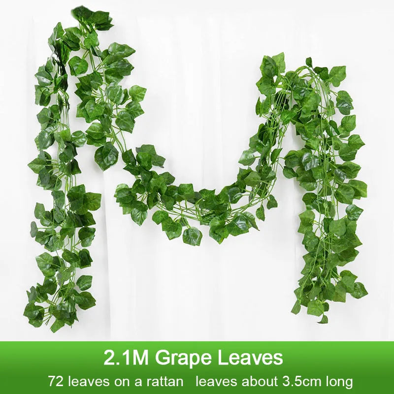 2.1M Artificial Ivy Garland Silk Vine Wall Hanging Decor Artificial Ivy Garland Babs 72leaves-D