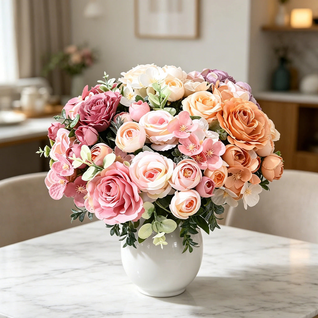 Silk Rose Artificial Flower Bouquet – Wedding & Home Décor Artificial Flower Bouquet Babs
