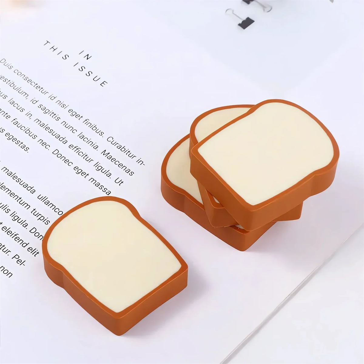 4pcs Toast Shape Rubber Erasers – Cute Kids School Stationery Novelty Eraser Set Babs