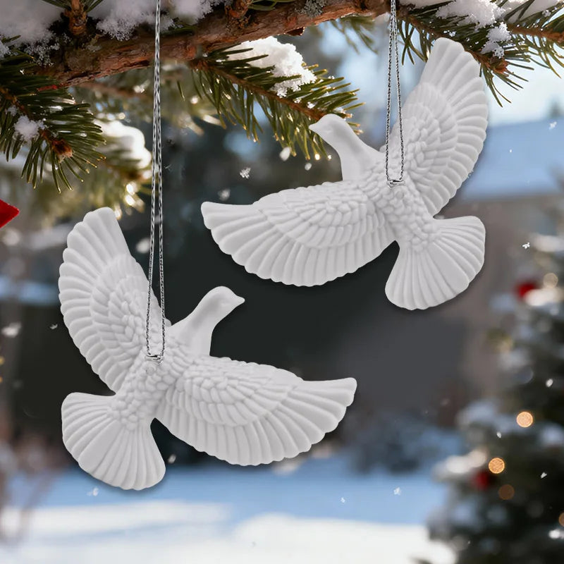 Resin White Dove Christmas Ornaments – Xmas Tree Pendants Christmas Tree Ornament Babs