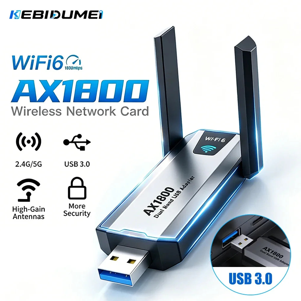 KEBIDUMEI AX1800 WiFi 6 USB 3.0 Dual Band Wireless Adapter USB WiFi Adapter Babs