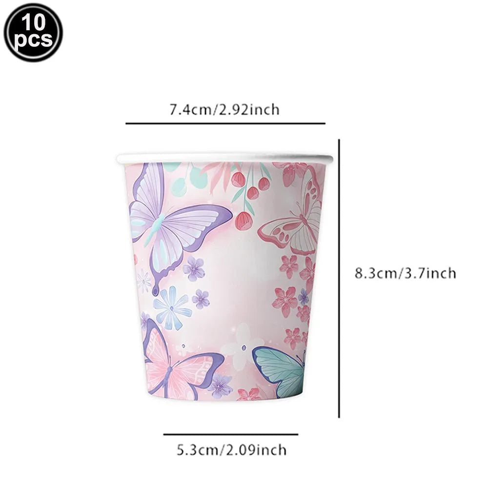 Butterfly Party Supplies Set – Plates, Cups & Foil Balloons Party Tableware Set Babs cups As pictures show