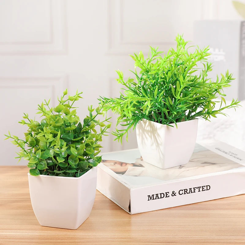 Mini Artificial Eucalyptus Bonsai Potted Plant – Home & Office Artificial Potted Plant Babs