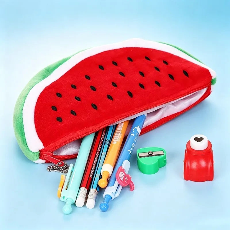 Watermelon Kawaii Plush Pencil Case – Large Capacity Kids Gift Kawaii Pencil Case Babs