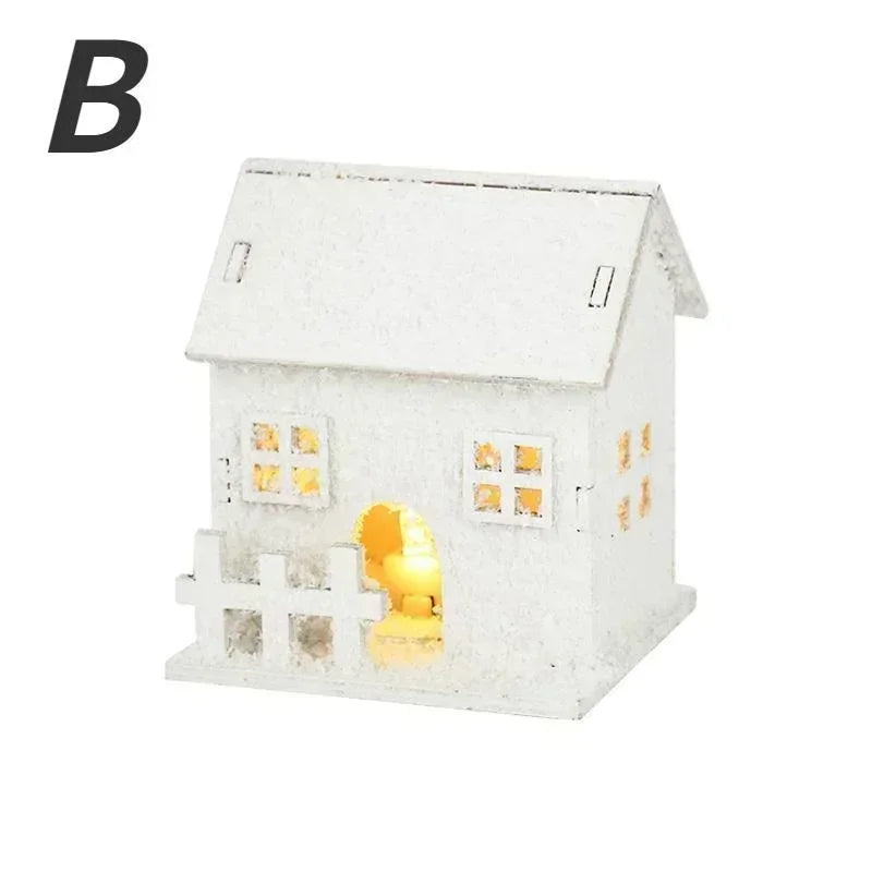 LED Wooden Christmas House Snowflake Cabin Ornament | Xmas Décor Christmas Cabin Ornament Babs B