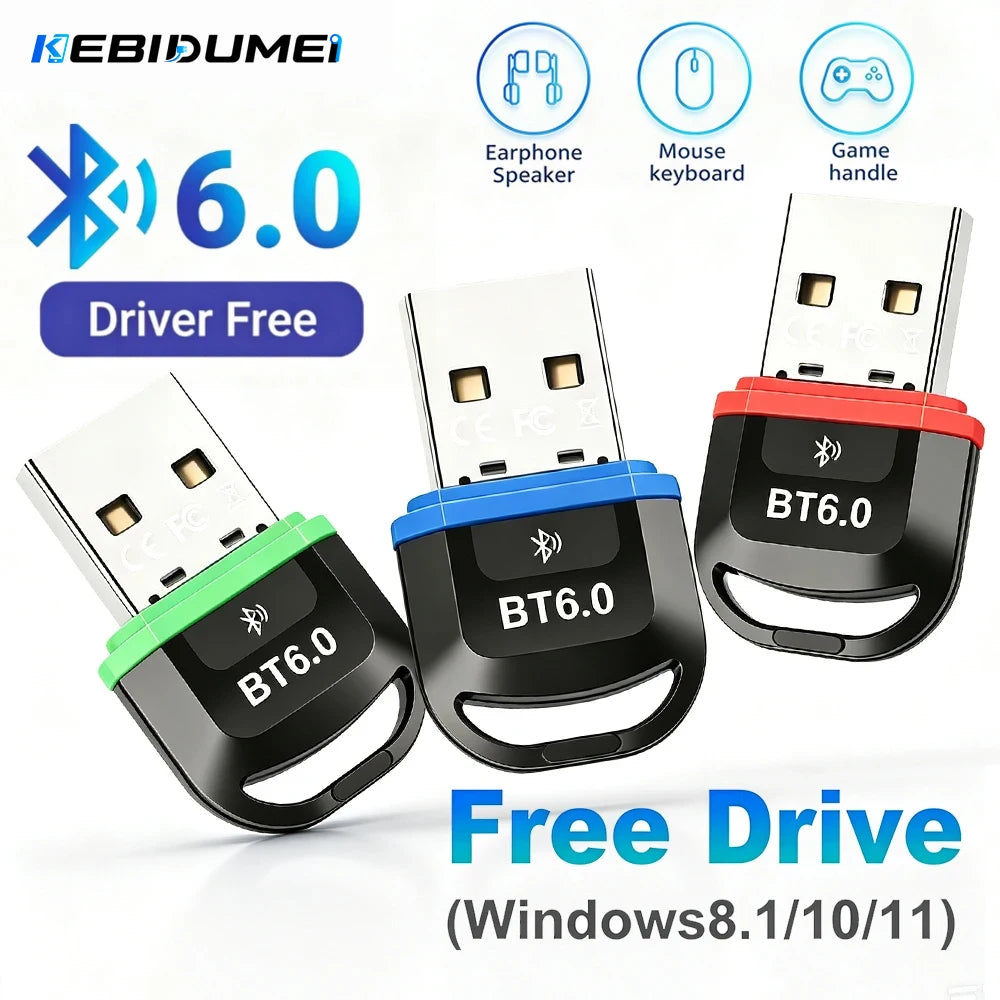 KEBIDUMEI Bluetooth 6.0 USB Dongle – Wireless PC Adapter Bluetooth USB Adapter Babs