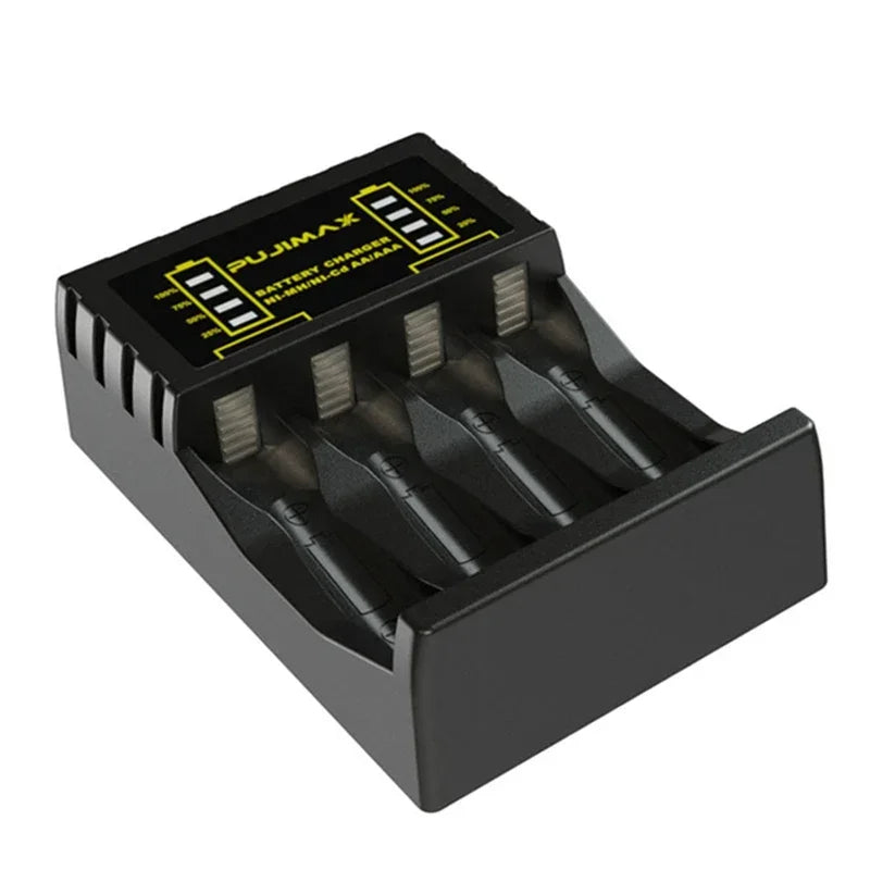 4-Slot AA/AAA Ni-MH Ni-Cd Battery Charger with LED Indicator Battery Charger Babs Black China Mainland
