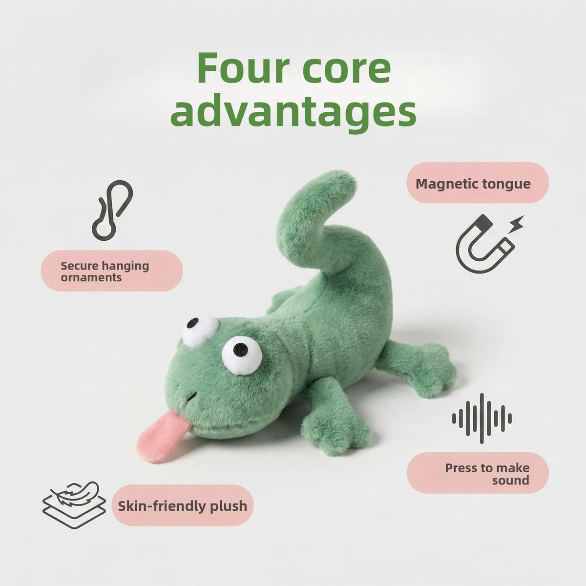 Sound-Making Lizard Plush Keychain – Magnetic Tongue Toy Gift Plush Keychain Toy Babs