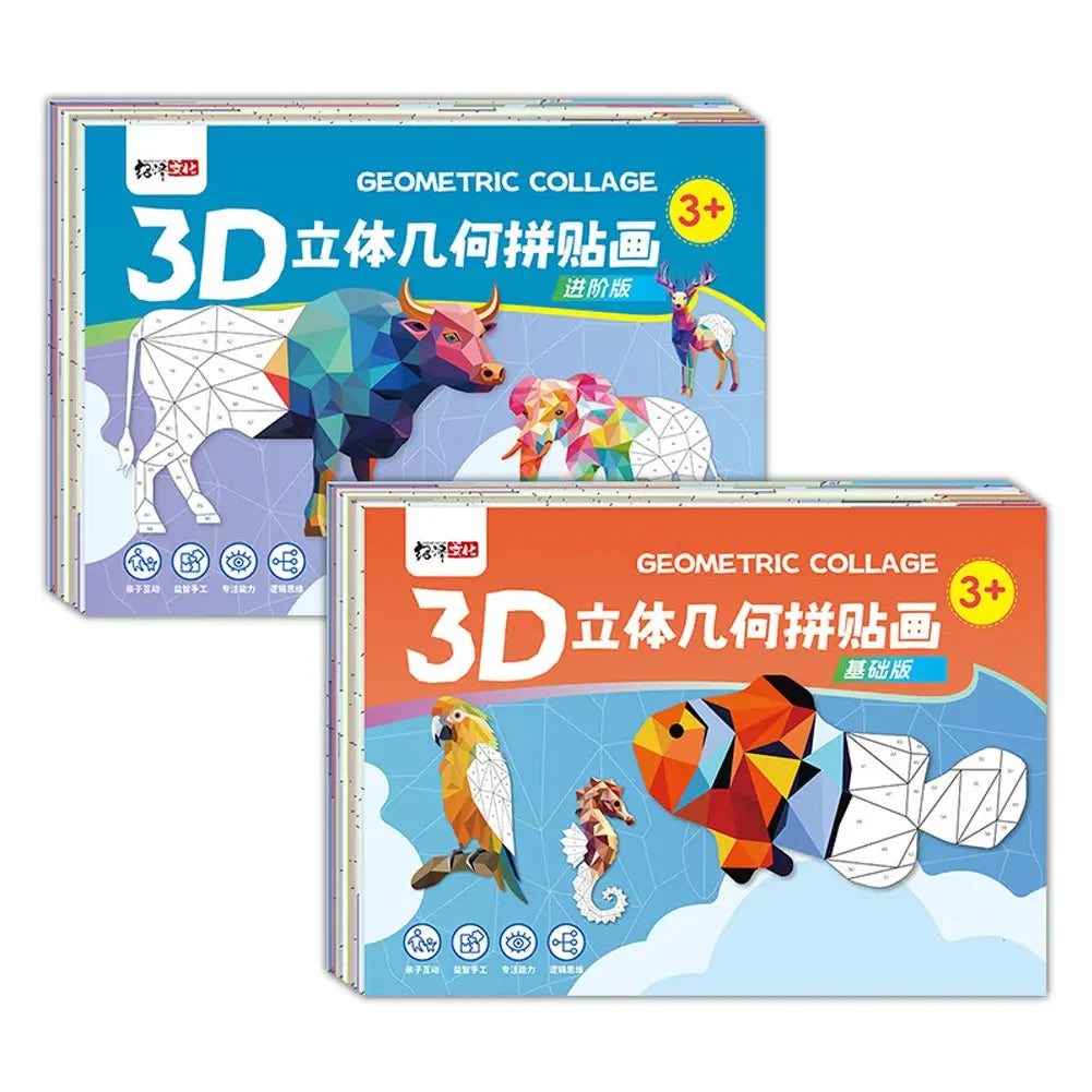 Kids 3D Mosaic Sticker Puzzle – DIY Animal Collage Art Kit Ages 3+ Kids Craft Puzzle Kit Babs