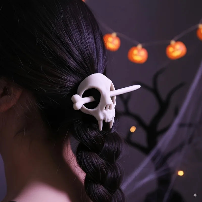 Skull Bone Hair Stick | Gothic Punk Halloween Hair Barrette Gothic Hair Accessory Babs