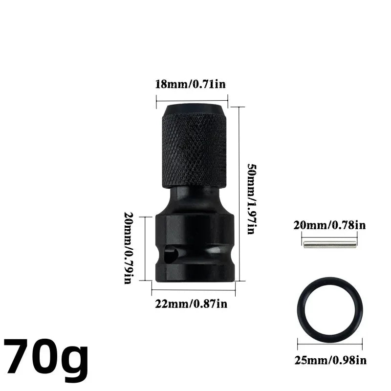 1/2" to 1/4" Hex Shank Quick-Change Drill Chuck Adapter Socket Drive Adapter Babs black
