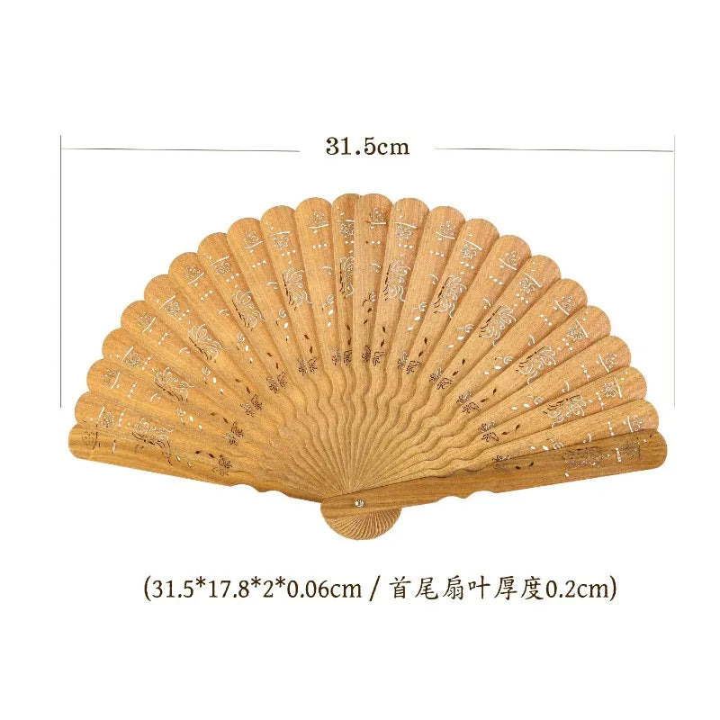 Vintage Hollow-Carved Wooden Folding Fan | Classical Decor Gift Decorative Folding Fan Babs 1Pc