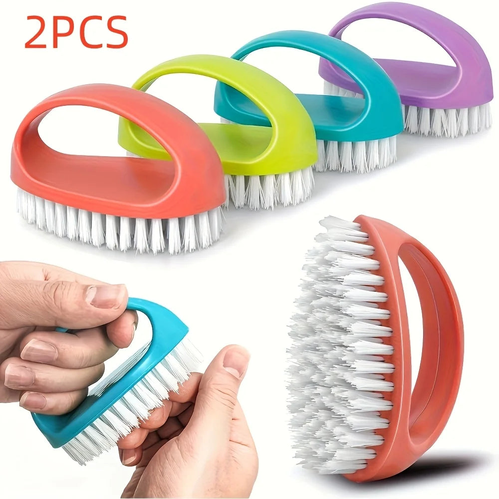 2PCS Heavy-Duty Nail Brush Hard Bristle Hand & Foot Scrub Nail Cleaning Brush Babs Random color 2PCS