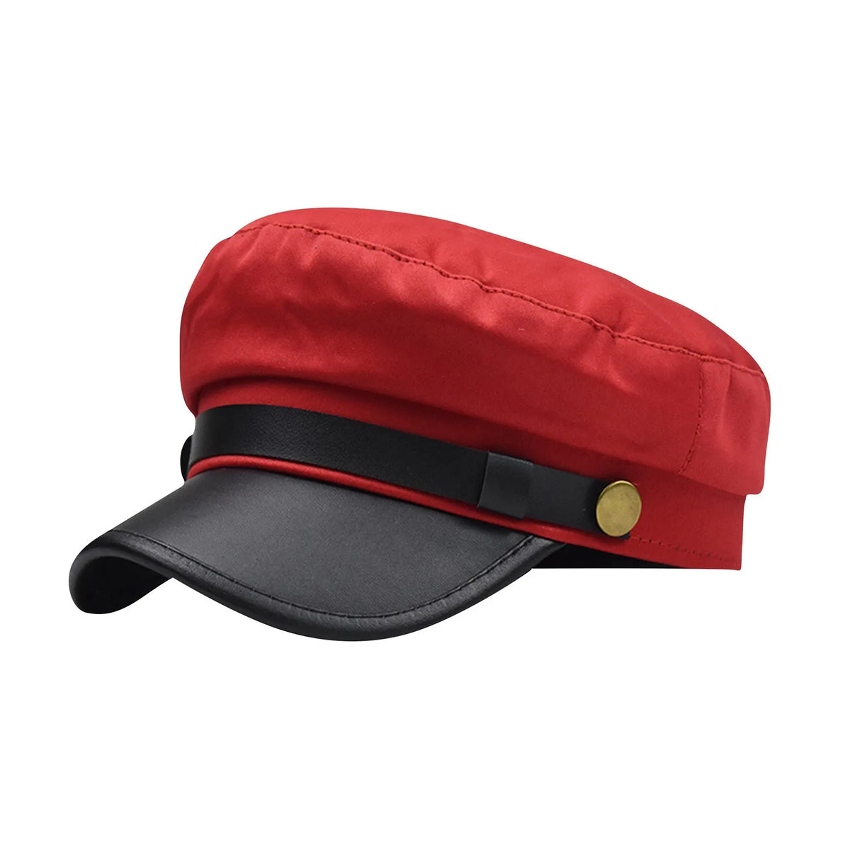 Unisex Flat Top Beret Cap – Vintage PU Leather Cycling Hat Flat Top Beret Cap Babs