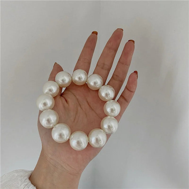 Pearl Scrunchie Hair Tie – Korean Style Ponytail Holder Pearl Hair Scrunchie Babs Big pearls