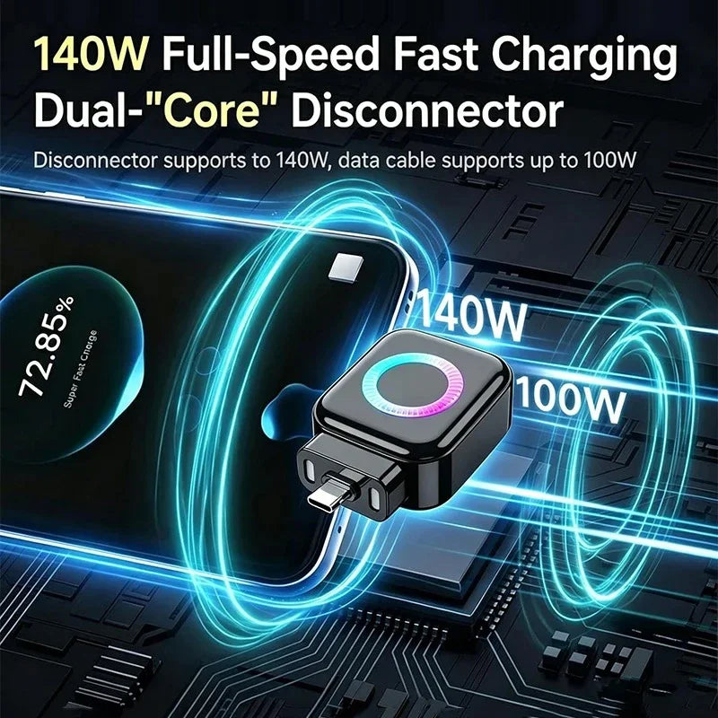 140W PD Type-C Fast Charger with RGB Light & Auto Power-Off USB-C Fast Charger Babs
