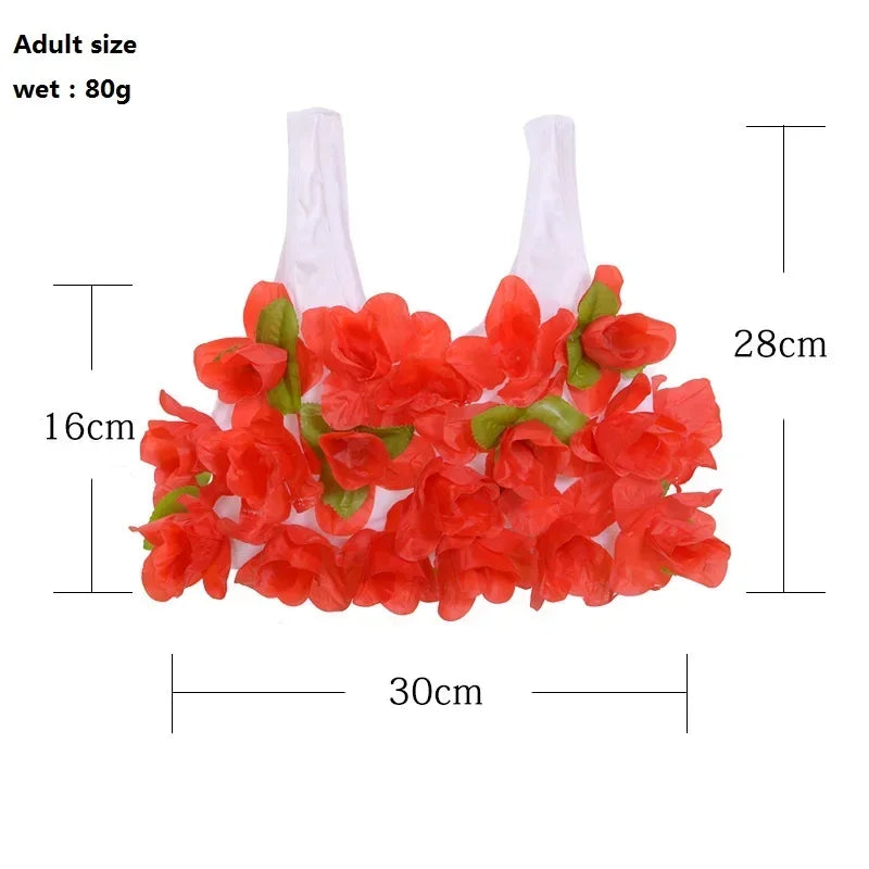 Hawaii Flower Bra Camisole – Kids & Adults Hula Party Top Costume Camisole Babs