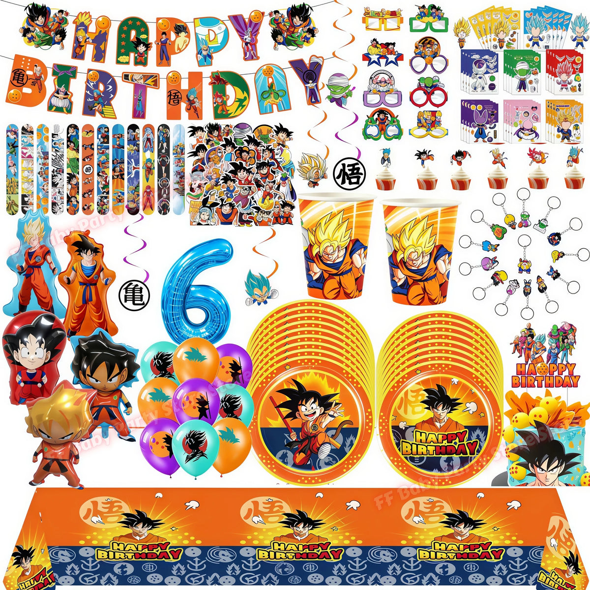 Dragon Ball Z Birthday Party Supplies – Goku Balloons, Cups & Plates Party Supply Set Babs