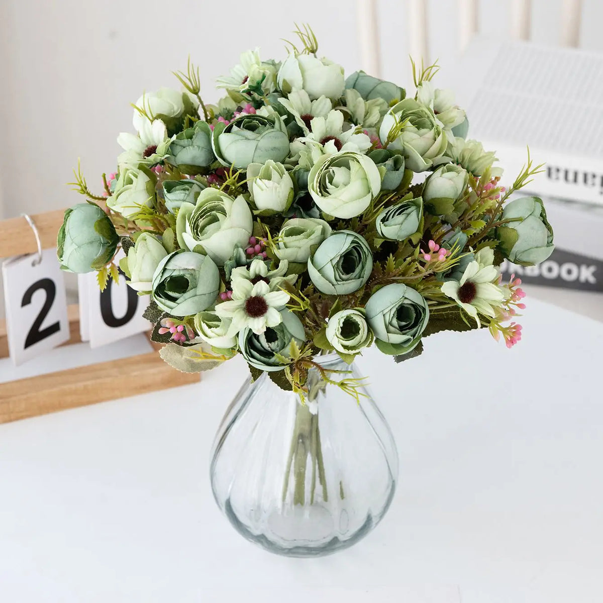Multicolor Silk Tea Rose Artificial Bouquet – Wedding & Home Décor Artificial Flower Bouquet Babs