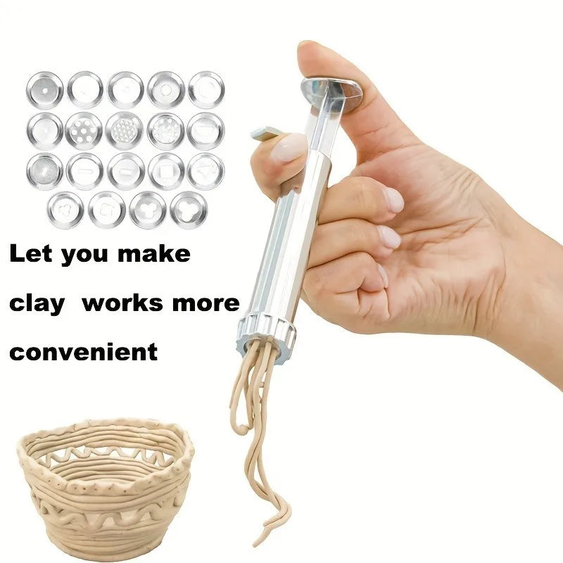 Ceramic Clay Extruder with 19 Shape Discs – Stainless Steel Clay Extruder Tool Babs