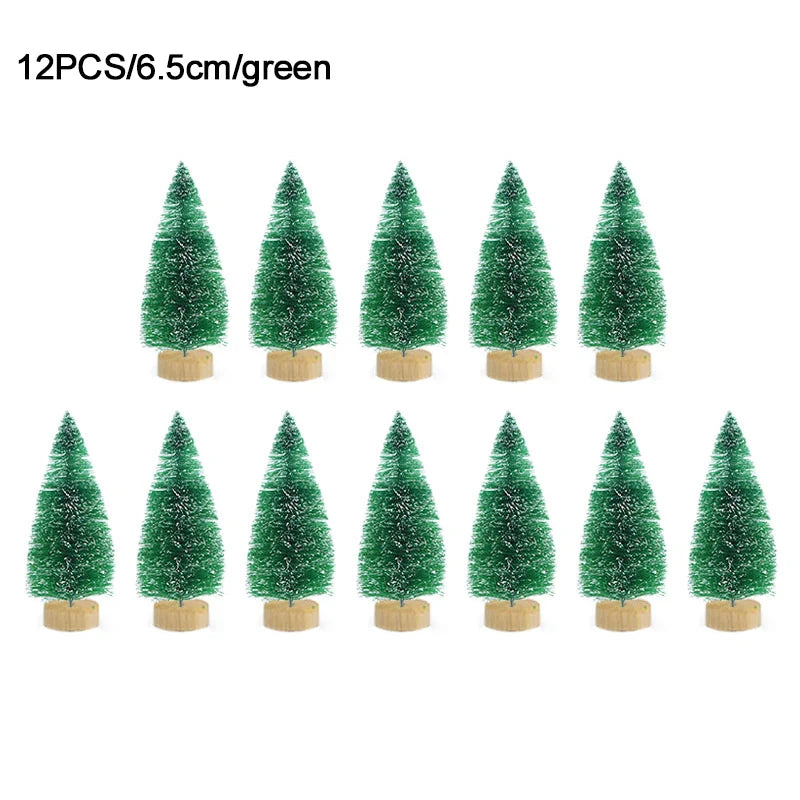 12pcs Mini Sisal Christmas Trees – DIY Holiday Table Decor Christmas Tree Decor Babs 6.5cm-green as picture
