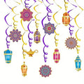 12pcs Eid Mubarak Hanging Swirls Ramadan Paper Garland Decoration Party Hanging Decoration Babs 12pcs set