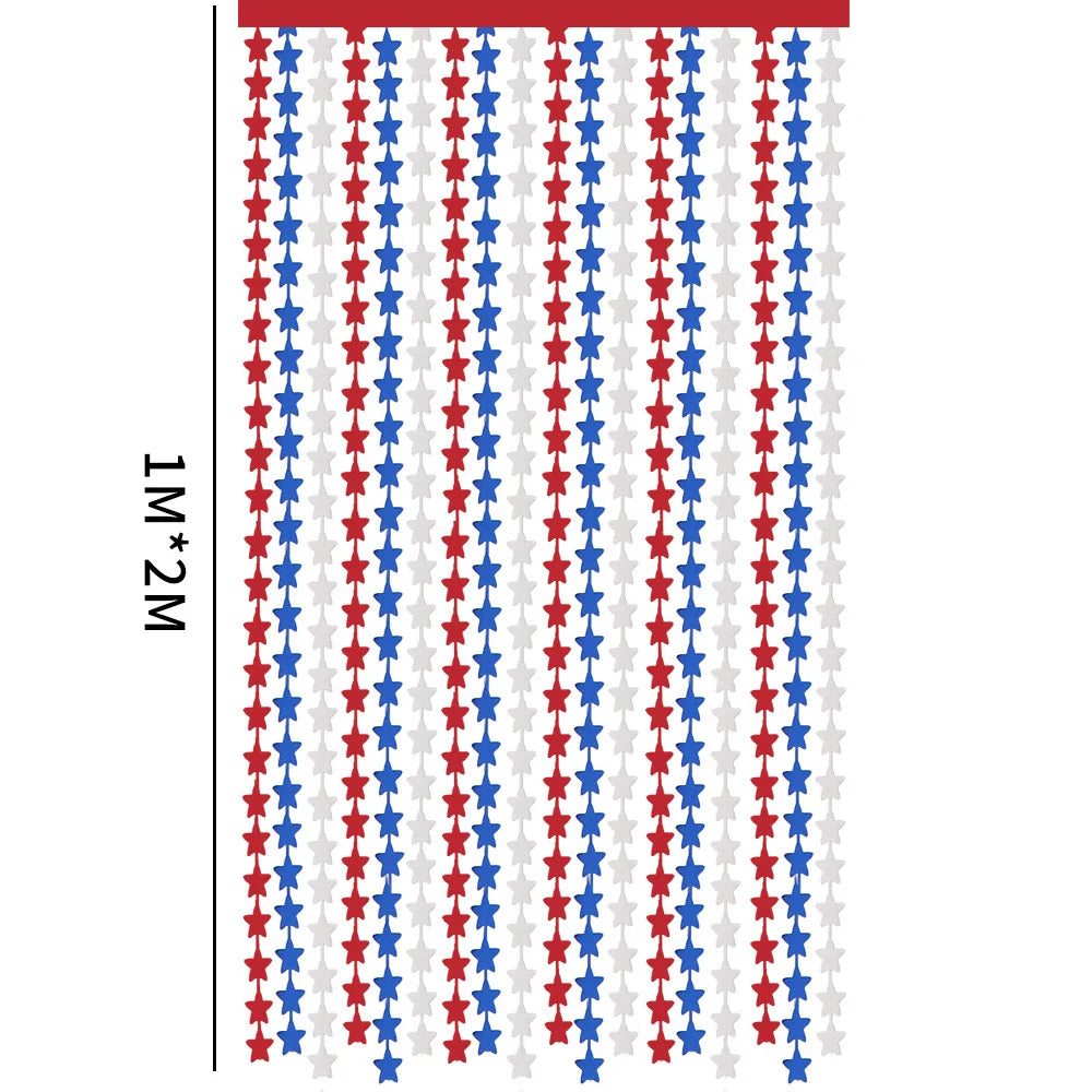 10pcs Star Rain Silk Curtain Garland – Red White Blue Party Decor Party Curtain Garland Babs red blue white
