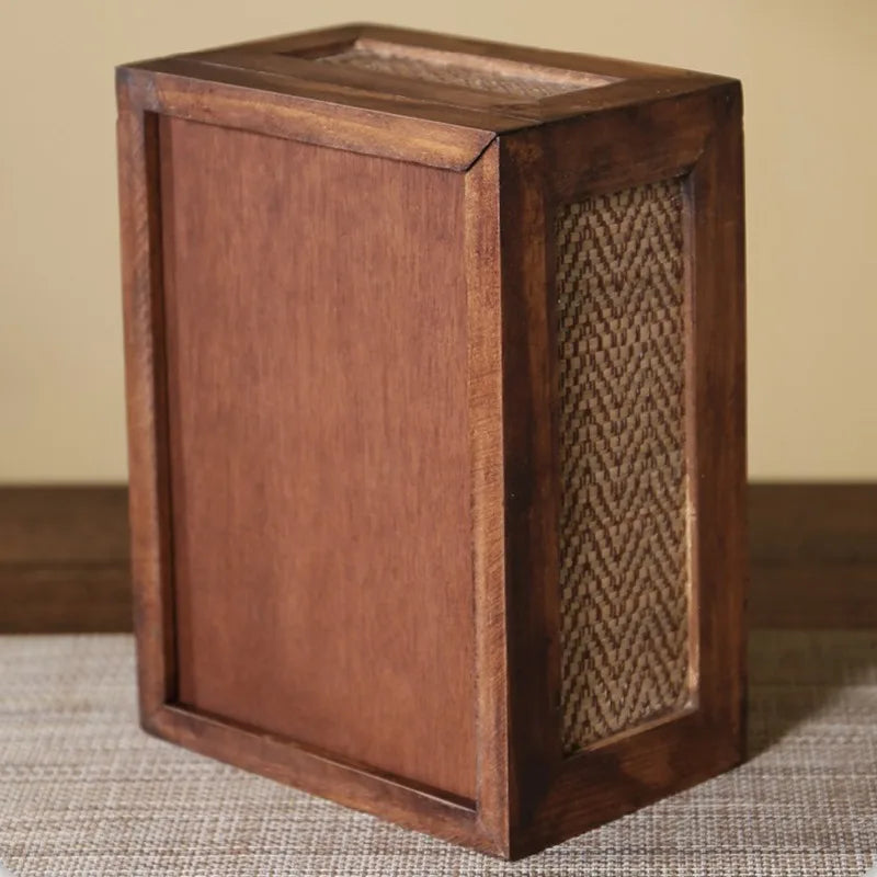Woven Wood & Rattan Tissue Box – Vintage Napkin Holder Tissue Box Holder Babs