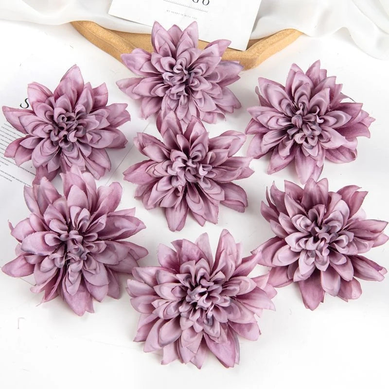 Silk Rose Dahlia Flower Heads for Wedding & DIY Decor Artificial Silk Flowers Babs color 12 30 pcs