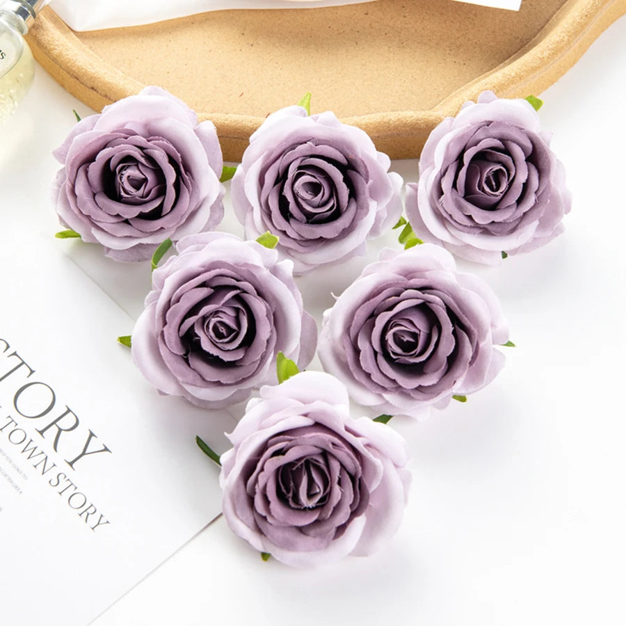 Silk Red Rose Artificial Flower Heads 5/10pcs – DIY & Decor Artificial Silk Flowers Babs PURPLE 5 pieces