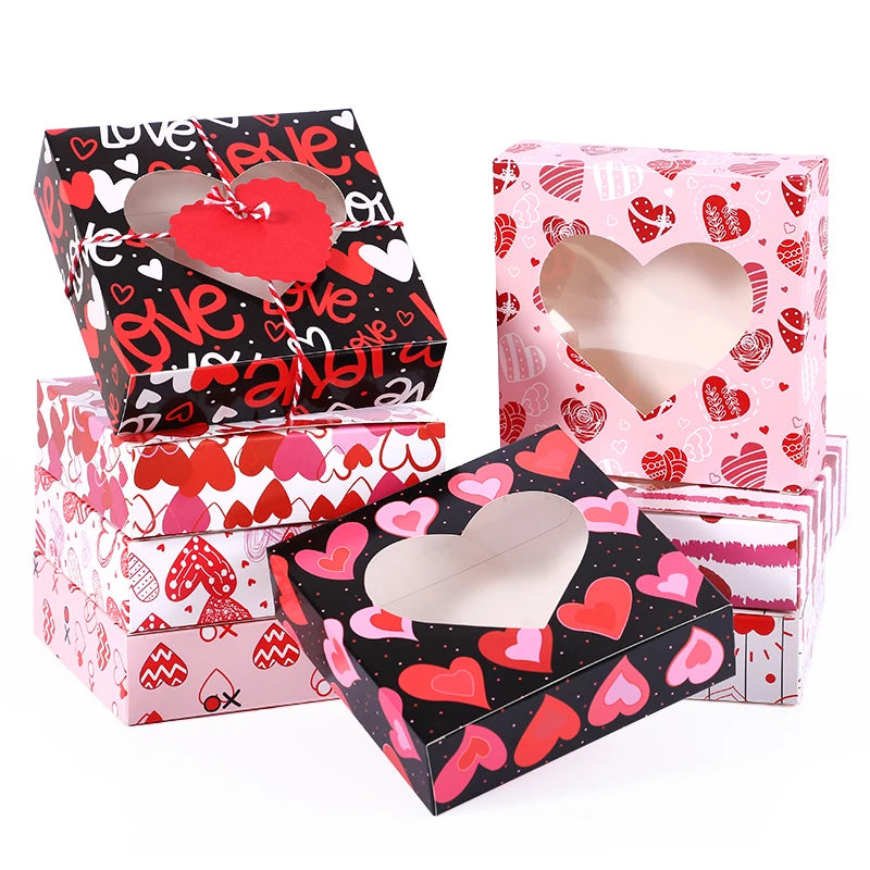 8pcs Heart Gift Boxes with Window | Valentine's Candy & Cookie Packaging Gift Packaging Box Babs