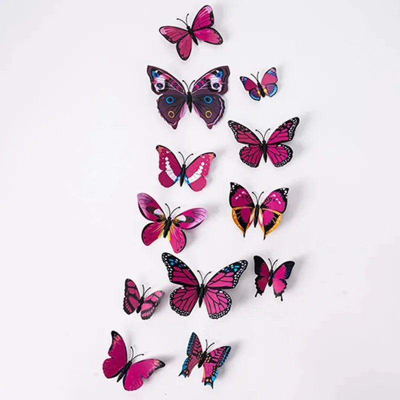 12Pcs 3D Butterfly Wall Stickers – Home & Wedding Décor 3D Wall Stickers Babs Rose Red